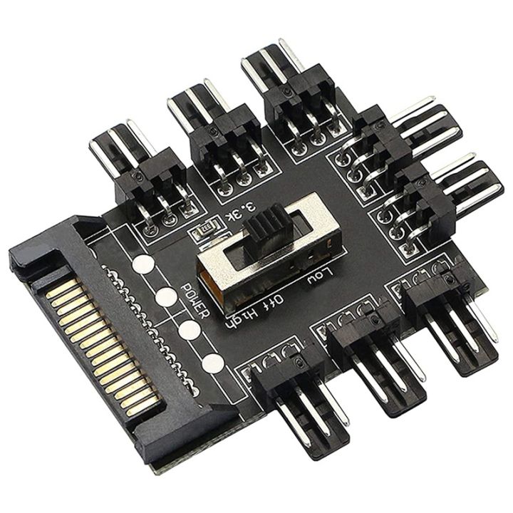 TECHCHIP-2 Pcs Chassis Fan Hub, 1 to 8 Way12V 3 PIN Cooling Fan ...