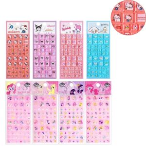 MIRELINA Kuromi Melody Cinnamoroll Sanrio 3D Square Stickers My Little Pony DIY Decoration Rhinestone Decal Cute Waterproof Cube Sticker Phone Laptop Luggage Decoration