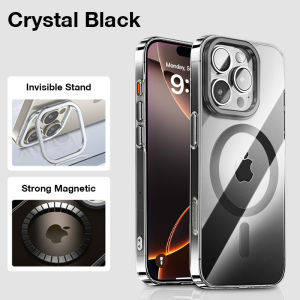 Sanptoch Cho Masgsafe trong suốt pha lê ốp điện thoại cho iPhone 16 Pro Max xuyên thấu đính kim cương Trở Lại Cứng Bìa Cho iPhone 16 Cộng Với Sang Trọng chống sốc dùng trong quân sự Vỏ bảo vệ