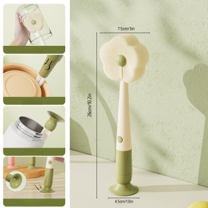 Portable four-in-one pacifier cleaning brush flower multi-function anti-fungal baby bottle brush 6 in 1 glass lid cleaning brush cleaning sponge gap removable pacifier brush