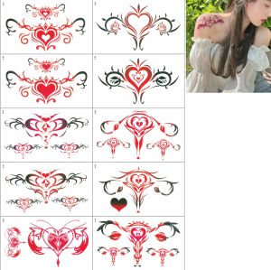 10 Buah/Set Grosir Flower Berwarna-Warni Yang Mempesona Tato Tahan Air Tato Sementara Stiker Bunga Renda Berwarna-Warni Ratu Seksi
