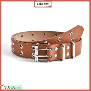 Follow Get New[Bloom Z] Fashion Men Women Punk Style Chain Belt Adjustable Hollow Star Double Breasted Buckle Metal Buckle Leather Jeans Waistband