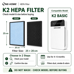 ONEHOME K2 Air Purifier Anti-Bacterial/Anti-Formaldehyde Filter Replacement 4Layer Real HEPA - Filter Only