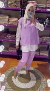 Wonder Set 3in1 Celana & Kemeja Blouse Wanita Fit to L