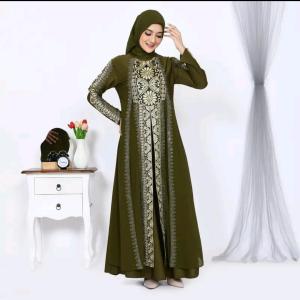 SinggalangFashion-COD//Gamis Abaya Turkey/ Abaya Arab Hitam Jersey Mix Ceruti Bordir Mote Swarosky Turkey Model 1062 TERBARU