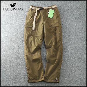 FUGUINIAO Windproof กันน้ำตุ๊กตากางเกงนิ่มกลางแจ้งผู้ชายตรงหลายกระเป๋ากางเกงหลวม