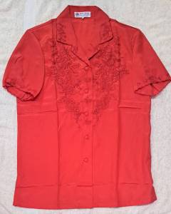 เสื้อผ้าไหมจีนมีปกปักฉลุมือ คอฮาวาย แขนสั้นแขนยาว ปักมือ