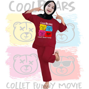 FTH - Setelan Anak Perempuan Viral Motif Cool Bear