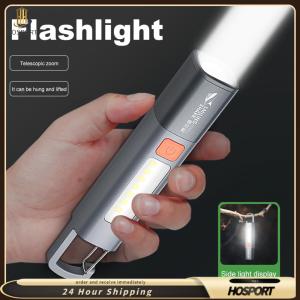 【HOSPORT】 LED Camping Flashlight Compact Camping Torch Type C USB Rechargeable Portable Handheld Light 3 Light Modes for Outdoor Camping