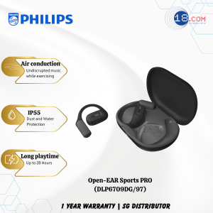 Philips Open-ear true wireless sports headphones | Dark Grey | 28 Hours Play Time | IP55 (TAA6709DG)