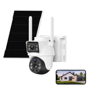 Outdoor 4Mp WIFI Solar Security Camera BP9 With Dual Lens Dual Screen10X Zoom HD 360 Degree PTZ AI Humanoid Detection Motion  TrackingIntelligent Light And Sound Alarm