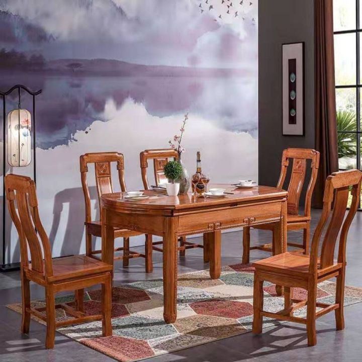 Chinese Solid Wood Dining Tables and Chairs Set Ming-Qing Period