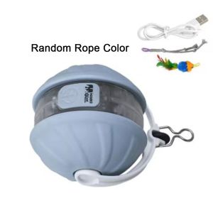 ER52858 USB Rechargeable Infrared Automatic Rolling Ball Interactive Detachable Cord Automatic Teasing Cat Toys Pet Supplies Imitate Mouse Pet Electric Toy for Cat Training