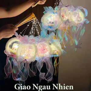 Lồng đèn trung thu rọ nhựa gắn led kèm thú bông Capybara Labubu Sanrio Thỏ Gấu trang trí