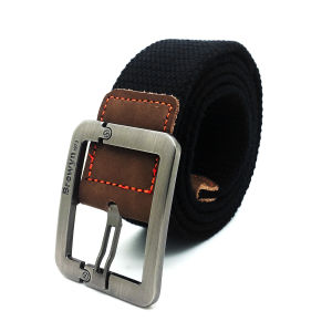 BREWYN LEONARD Metal Buckle Canvas Belt / Ikat pinggang pria