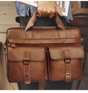 Tas Kerja Kulit Asli Pria Tas Laptop 156 Inch Tas Dokumen Kantor Tas Messenger Bisnis terbaru