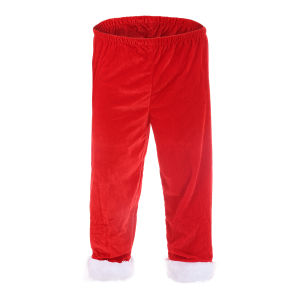 Men Christmas Santa Claus Pajamas Velvet Long Pants Red Trousers Casual Lounge Pants Xmas Party Clothing