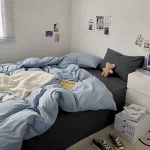 [SG local seller] Black stripe queen bedsheet quilt set premium luxury fitted Bedsheet fitted bedsheet queen bedsheet with quilt cooling and soft fitted Queen Bedsheet Bed sheet 100% cotton comforter bedsheet muji design Quilt cover 1000tc Bedsheet queen
