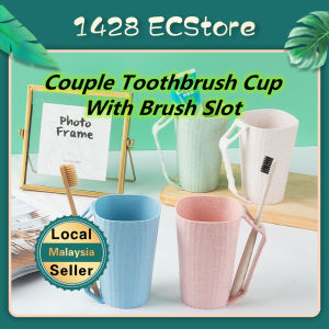 Modern Simple Plastic Toothbrush Cup With Brush Slot Handle Portable For Home/Travel/Mouthwash Cup