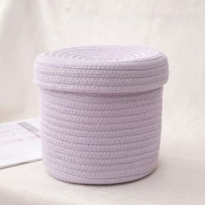 PAZNUL Round Cotton Rope Storage Basket Dustproof with Lid Key Wallet Storage Basket High Quality Miscellaneous Items Home Organization Supplies