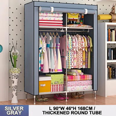 FurnishFiesta Fabric Bedroom wardrobe Easy to assemble wardrobe Zipper Wardrobe Multifunctional Simple Clothe Portable Modern Fabric Wardrobe