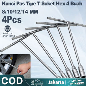 Paket Kunci T Sock 4psc set T-Type Wrench Kunci pas soket perbaikan 8-14mm