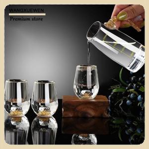 [COD] แก้วคริสตัลหรูหราแก้ววอดก้าแก้วบาร์เหล้า shochu ด้านล่างคู่แก้วฟอยล์สีทองแก้วชาของขวัญชั้นสูงเหล้าแข็ง