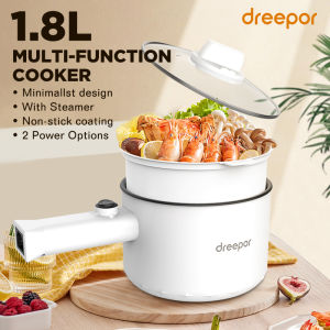 Dreepor by Mitsushi 2L Electric Cooker with Steamer Multipurpose Non-stick Electric Stir Fry Frying Pan Steamer Cooker