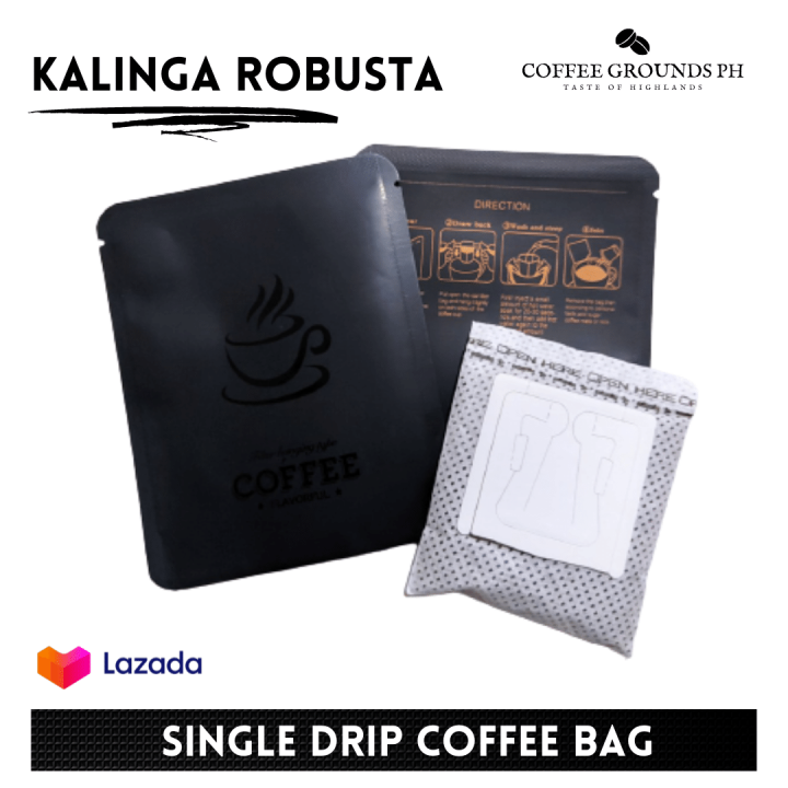 Coffee Grounds PH Kalinga Robusta Single Serve Drip Coffee Bags 13g
