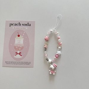 Ocshean  Dễ thương Hello Kitty đính cườm dây đeo điện thoại với phim hoạt hình quyến rũ và Đồ treo trang trí hình ngôi sao cho trẻ em gái