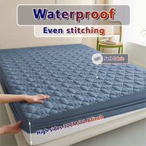 100% Waterproof Mattress Cover Quilted Cotton Mattress Pad Fitted Bed Sheet Mattress Protector Garterized Design Bed Cover