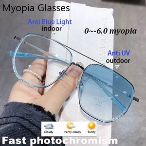 Photochromic Myopia Glasses with Degree 0~-600 Women Men Retro Double Beam Block Blue Light Anti Finished Nearsighted Glasses UV400 Photochromic Myopia Glass Price Fotokromik Gözlük - Lazada