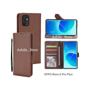 OPPO RENO 6 PRO PLUS Case Dompet Flip Cover Leather Premium Casing Sarung Buku HP