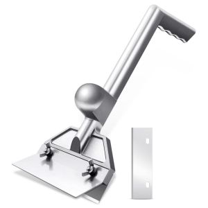 Aluminum Alloy BBQ Cleaning Scraper Stainless Steel BBQ Tool with Clip and Net Convenient to Use on Grill Pan and Aluminum