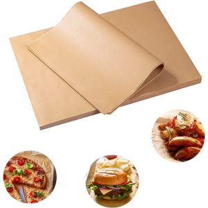 MMLUCK 100Pcs Non-stick Deli Wax Paper Sheets Brown Greaseproof Sanwich Wrappering Paper Cookie Mats Food Basket Liners Food Wrapping Paper BBQ