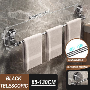 Suction Towel Rail Extendable Bathroom Towel Holder Wall Mounted with Stainless Steel Hanging Towel Bar No Drilling Vacuum Towel Holder For Kitchen Bethroom