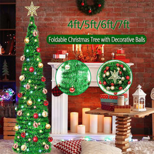 Christmas Decorations - Home Use Dense Foldable PVC Flocked Christmas Tree Set Decorative Ornament Kit