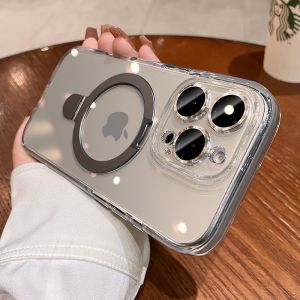 Anti-skid Bumper Transparent for Magsafe Bracket Case for iPhone 16 14 15 Plus Magnetic Cover for iPhone 13 14 15 16 Pro Max