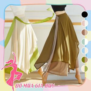 Quần múa cổ trang quần váy chiffon vạt xéo ống rộng phong cách Trung Hoa MQ12