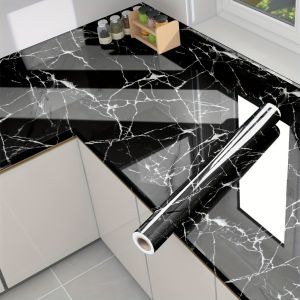 1 Roll Stiker Dapur Anti Minyak 60CM x 300CM Wallpaper Motif Marmer Stiker Kompor Anti Panas Stiker Kamar Mandi Anti Air