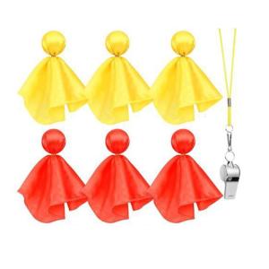 6pcs Referee Gear Penalty Flags for Soccer Ref Umpire Coaches Referee Flags Challenge Flags Party Accessory with Whistle