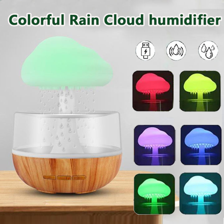 Raindrop Humidifier LED Night Light Aromatherapy Essential Oil Diffuser ...