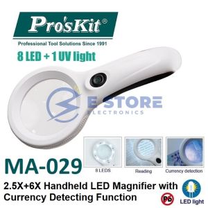 ProsKit MA-029 2.5X+6X Handheld LED Magnifier with Currency Detecting Function