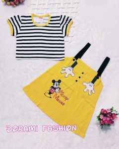 Dress Overall anak perempuan usia 1-8 tahun gambar mouse depan belakang / Baju kodokan anak cewek usia 1 2 3 4 5 6 7 8 tahun