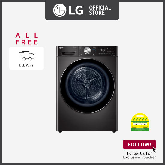 LG TDH10VBD 10kg Dryer in Black Steel + Free 4 Boxes of Fabric