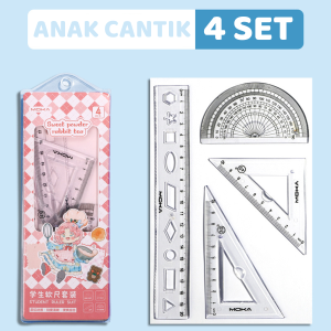 [READY] Aimilo Penggaris Lucu 1 Set 4 Pcs Premium Ruler Dapat Ditekuk Tanpa Patah