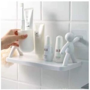 Cute Little Person Wall Mounted Non Perforated Storage Rack Kitchen Organizing Storage Rack