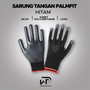Sarung Tangan Palmfit Proyek Anti Slip Hitam | Sarung Tangan Pekerja Konstruksi | Sarung Tangan Latex | Glove Hand Construction