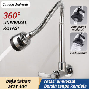 kran air wastafel cuci piring Keran angsa flexible murah leher angsa stainless SUS 304 premium quality / Kran Flexible Tembok 360 Derajat Putar 2 model Pancuran air Ukuran drat 1/2 inch
