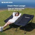 BLACKDOG DREAM MOON Black Lounger Portable Chair Outdoor Camping Ultralight Heavy Duty Reclining Relax Lounging Foldable Folding Chair 900D Oxford 7075 Aluminum up to 150kg Max Load Black Dog. 